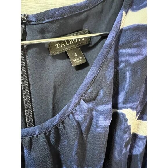 Talbots Floral Flounce Hem Chiffon Dress Size 4 - Picture 7 of 8